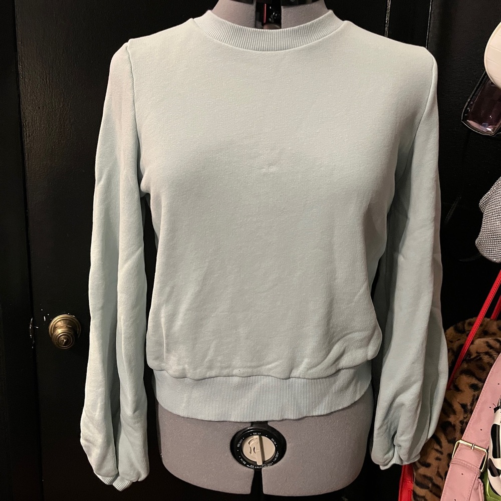 Light Blue Bubble Sleeve Sweatshirt-SOLD